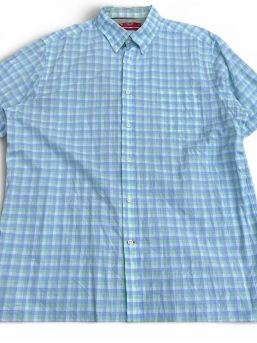 Mens Daniel Cremieux Gingham Button-Down Size XL – Blue & Green Short Sleeve VTG